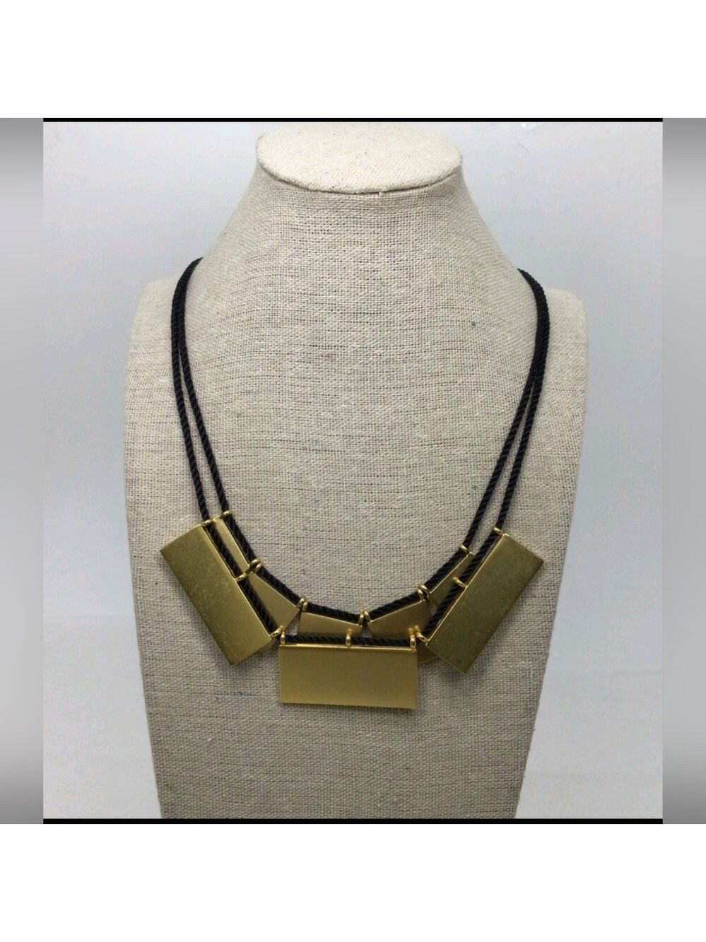 Madewell Goldtone Geometric Double Strand Necklace 21" EUC
